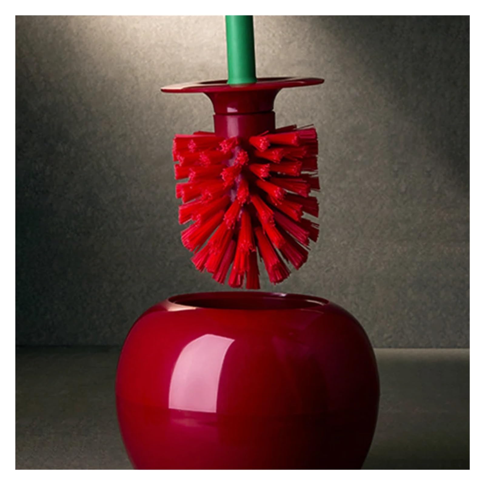 Cepillo de baño creativo Baño en forma de cereza Compatible con cepillo de limpieza Mango largo Soporte for cepillo de limpieza de inodoro Herramienta de limpieza for el hogar(Red brush head)