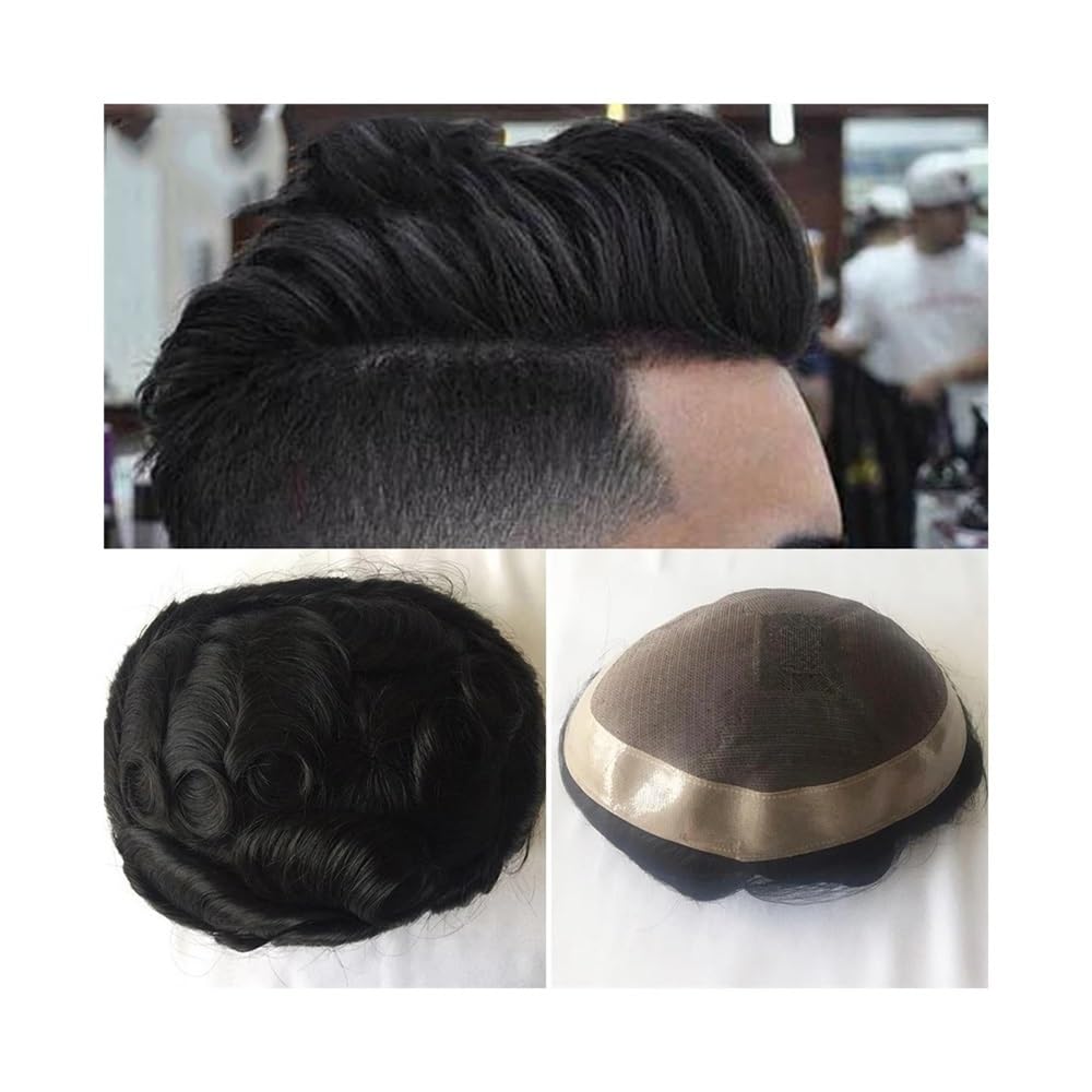 Perruques de cheveux humains pour hommes avec base fine mono