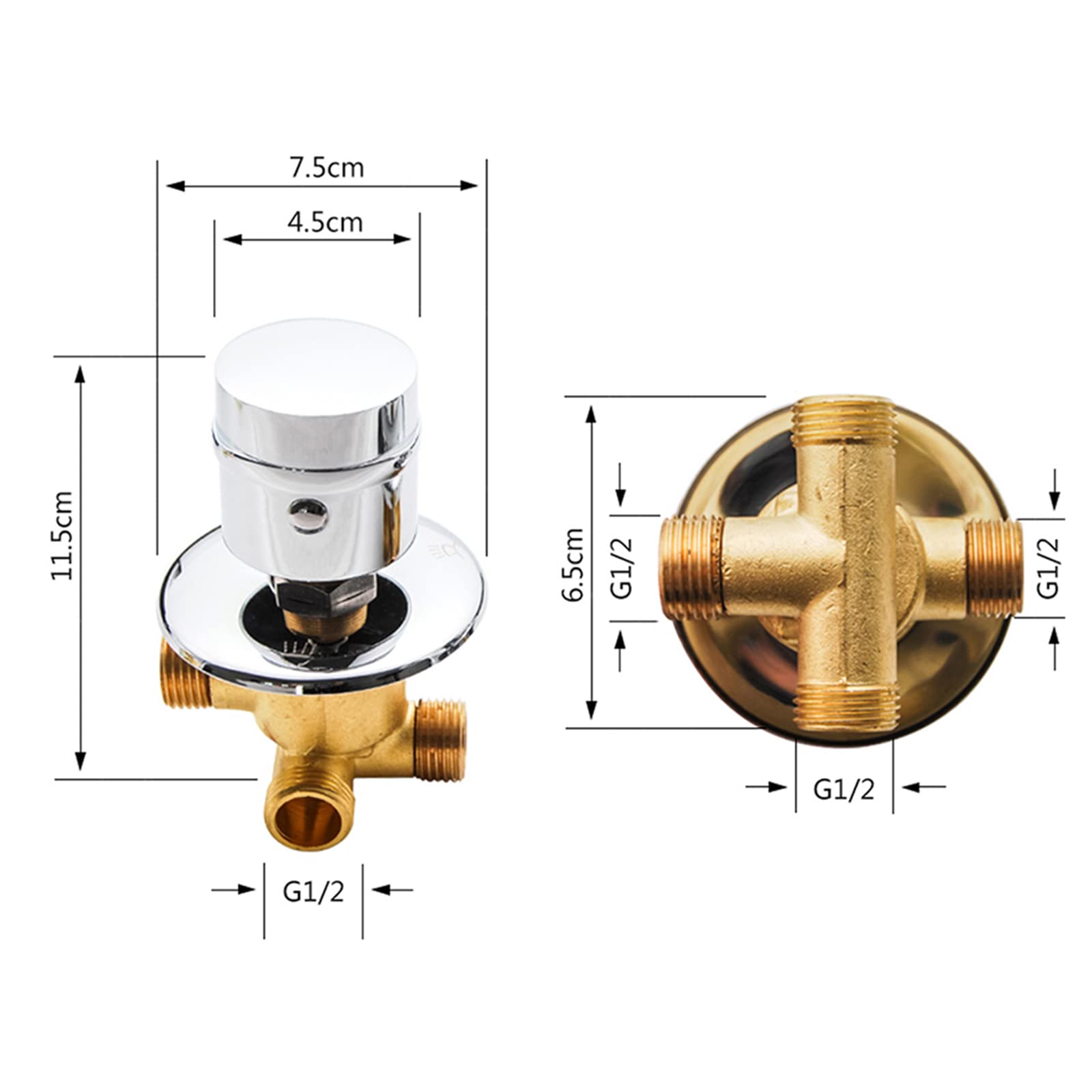 Válvula desviadora de ducha de 2/3/4/5 vías, cartucho roscado G1/2 pulgadas, incluye doble mango, construcción de latón para uso en baño, fácil instalación
