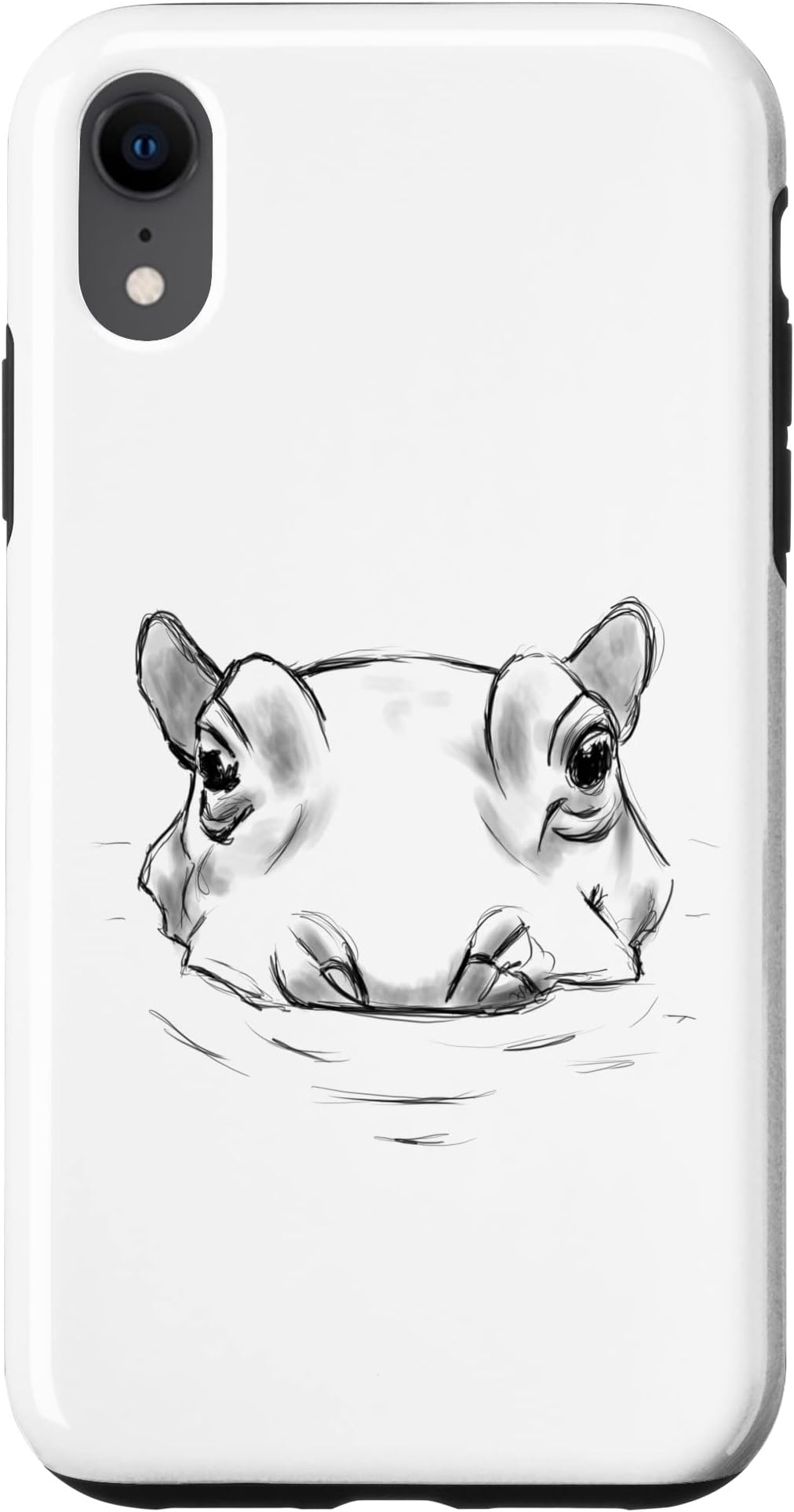 iPhone XR Cute hippo sketch Case