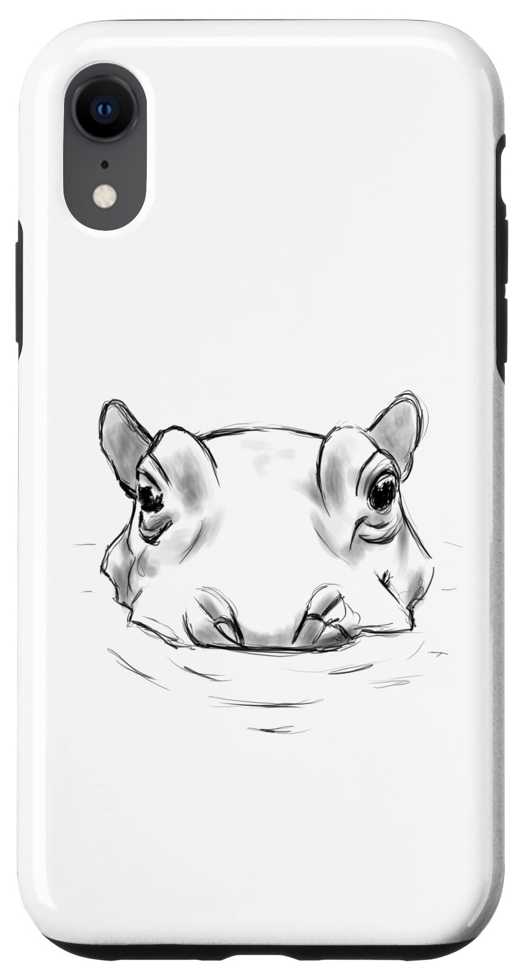 iPhone XR Cute hippo sketch Case