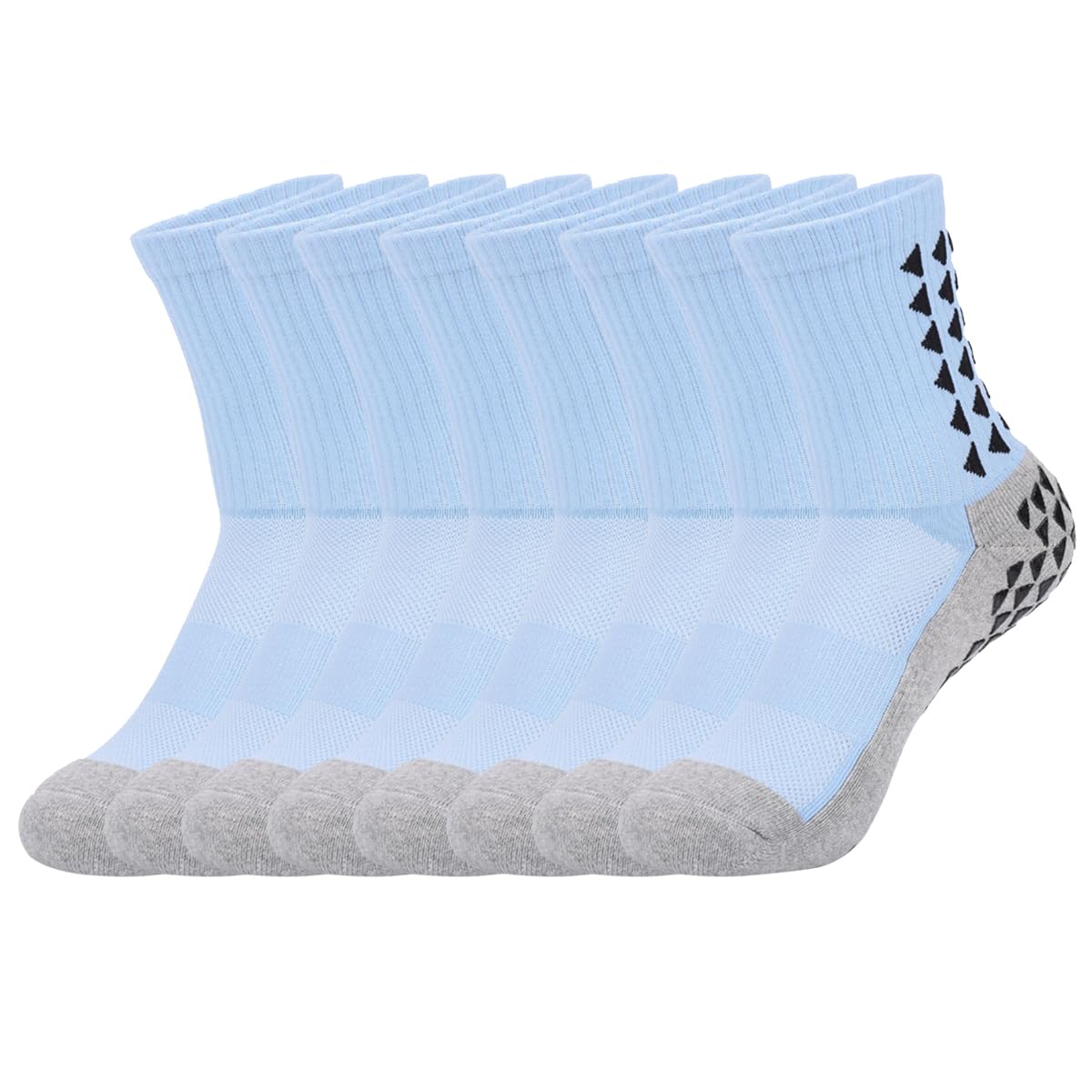 Lot de 8 paires de chaussettes de cheville avec coussin, chaussettes de sport en coton anti-ampoules pour homme et femme, bleu ciel, 8 paires bleu ciel, 3-5