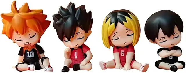 Figuritas Haikyuu: Set Mini Hinata Shōyō, Kageyama Tobio, Kuroo Tetsurō, Kozume Kenma