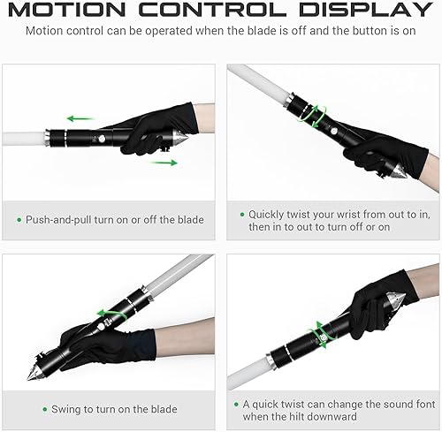 Miniatura 16 de DAMIENSABER Sable de luz verde RGB3.0 con oscilación suave, control de movimiento, sable de luz de duelo de 16 fuentes de sonido con cambio