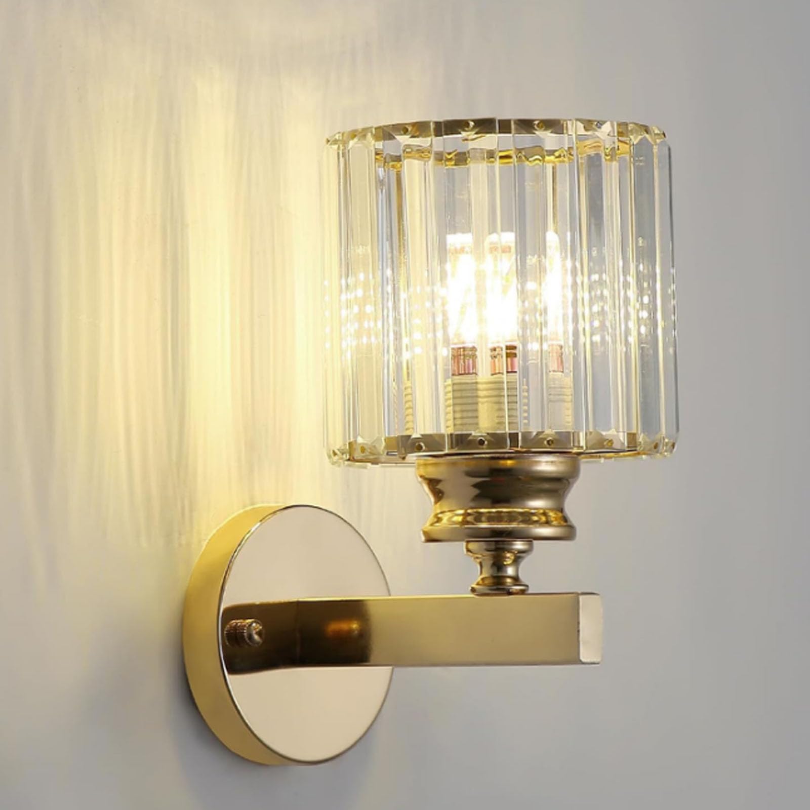 FZQSXAZU Wall Sconces lights,Wall Lighting Fixtures,Bathroom Vanity Glass Lamps,Small Lights for Living Room Bedroom Hallway Over Mir(Color:Gold Round)