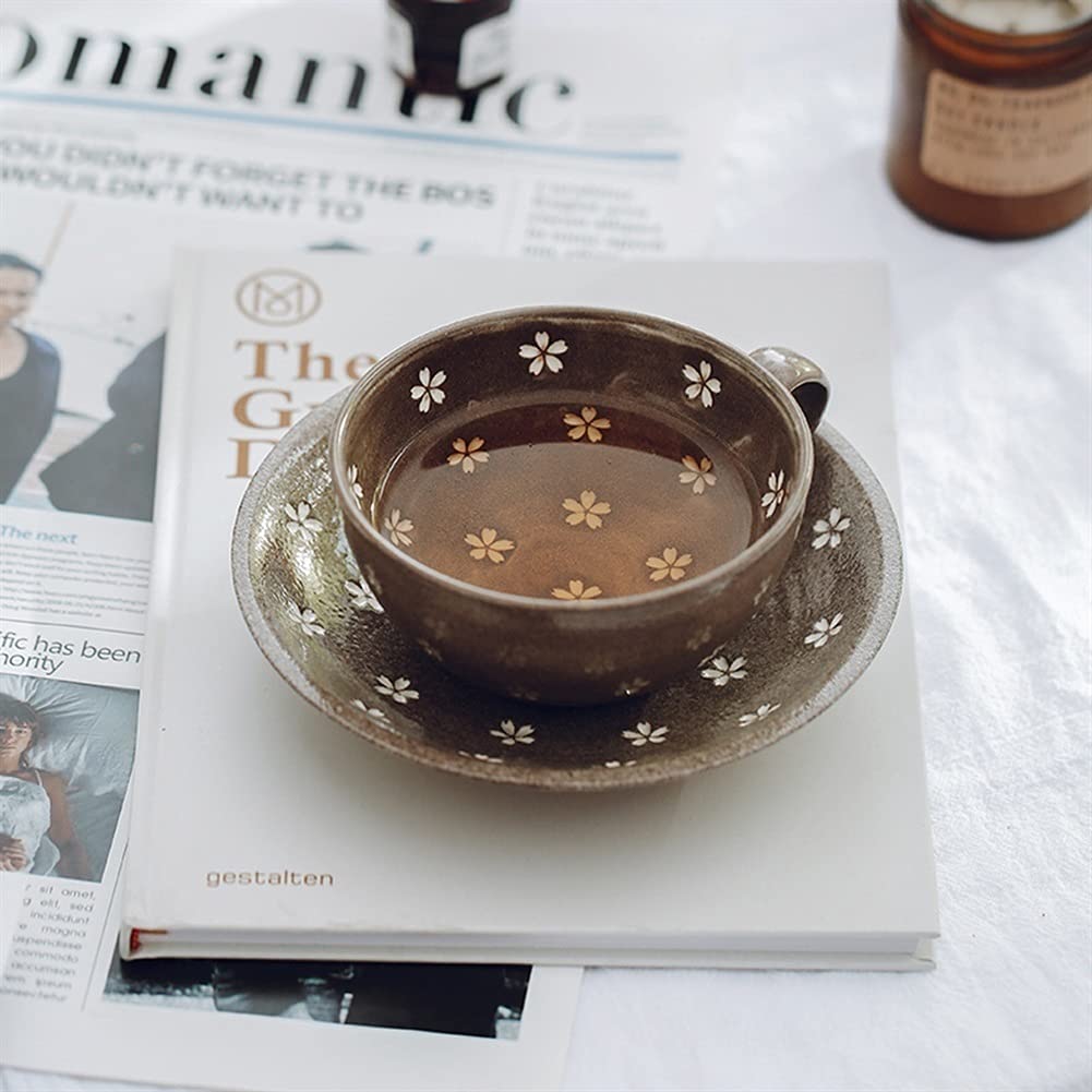 Ceramiczne kubki do kawy i spodki, filiżanki do espresso, filiżanki do herbaty, kubki do picia, kubki do napojów, kubki śniadaniowe z uchwytem