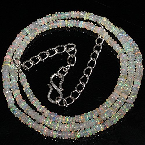 Collier en opale de feu d'Éthiopie naturelle de 45 cm avec perles rondelles de 2 à 3 mm LKBEADS