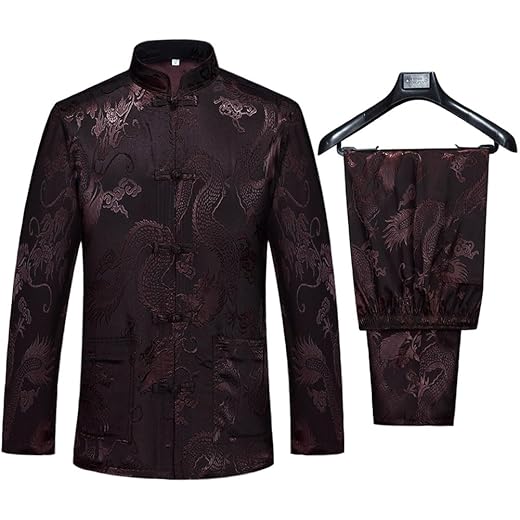 wecotton Tang Suit Masculino Hanfu Roupas Tradicionais Chinesas Kung Fu Camisa Uniforme Manga Comprida Casaco Tops e Calças