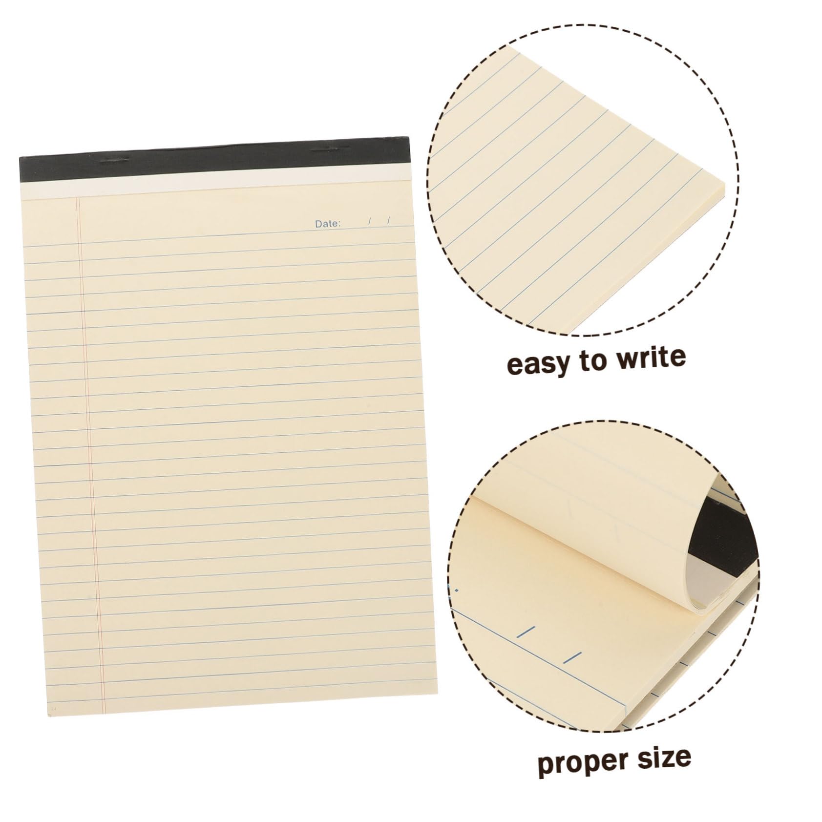 Pack Breit Liniertes Papier Notizblock A4 Beige 4 Stück Pack | Papier, Leicht Beschreibbar mit Dicker Stärke, für Terminplaner und Schreibtischorganisation