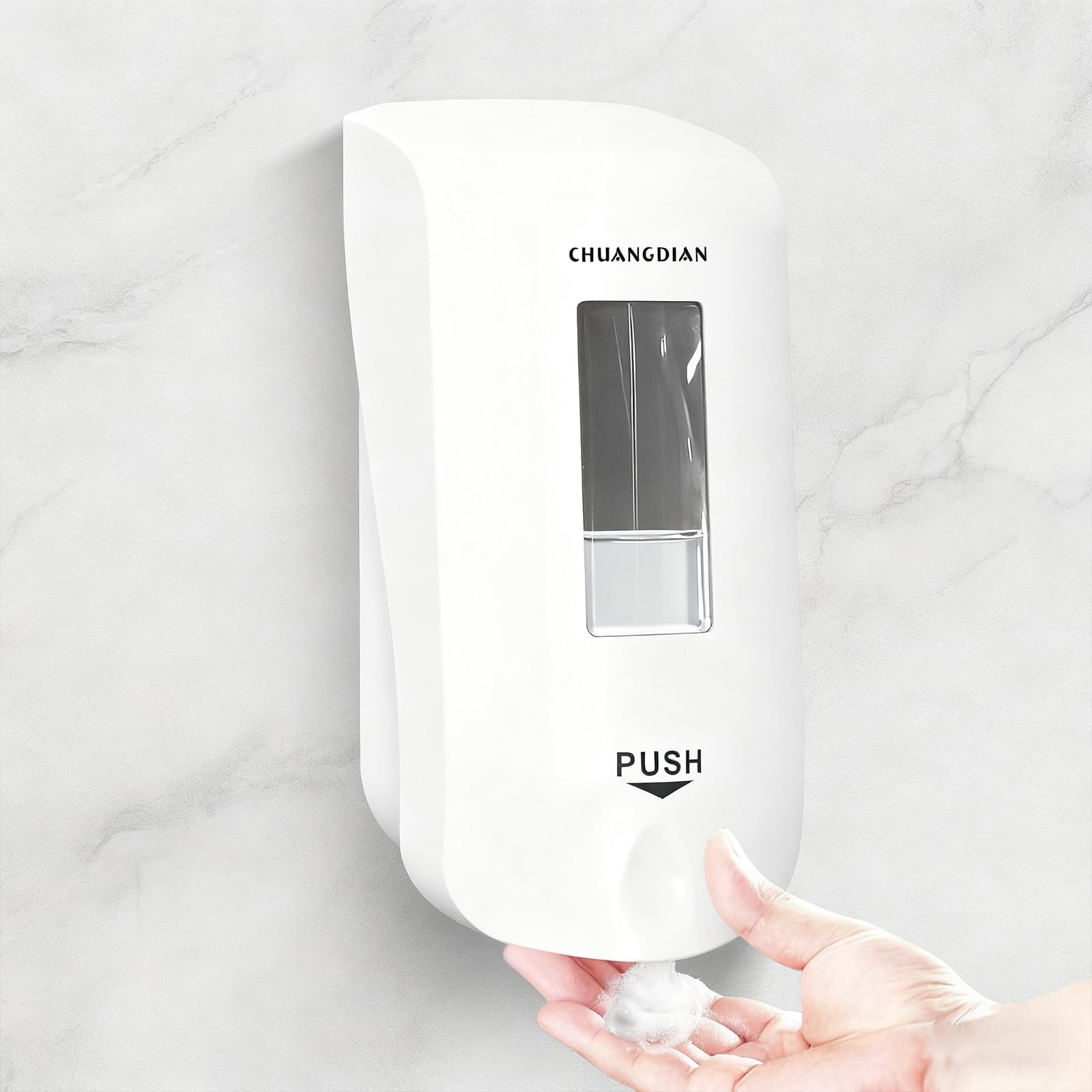 Dispensador manual de jabón espumoso, dispensador de jabón de manos montado en la pared de 1000 ml, ventana de visualización grande, recambios súper fáciles, para uso comercial y hogar