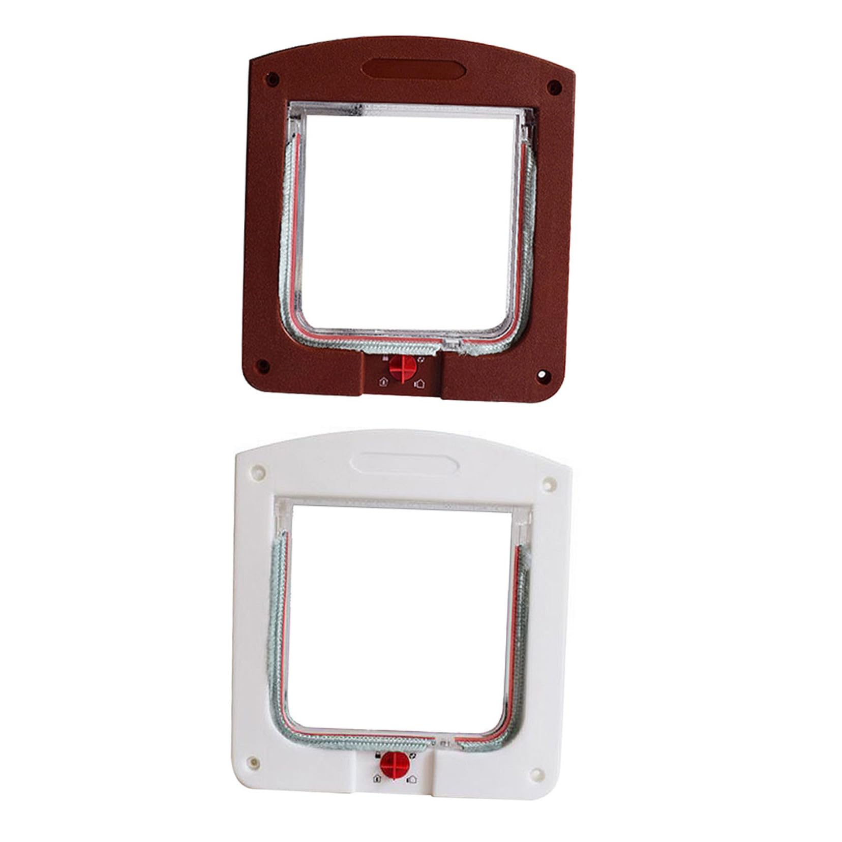 Lot de 2 Chatières Contrôlables pour Petits Chiens et Chats, en Plastique Blanc et Marron, Petite Taille, Accès Mural Sécurisé pour Intérieur et Extérieur, Porte pour Animaux