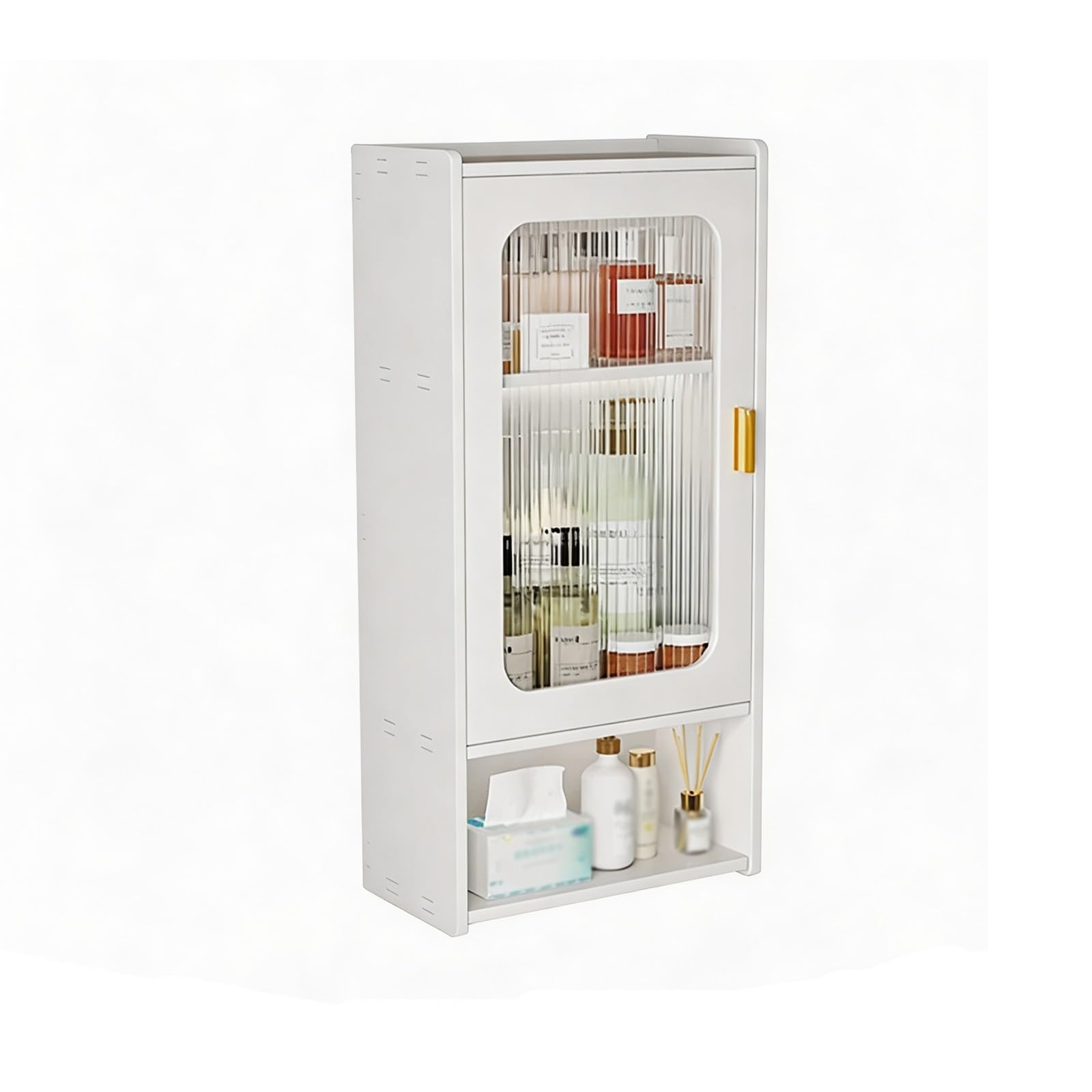 Over the Toilet Storage Cabinet with Doors, Freestanding Above Toilet Organizer, 2-Tier Humidity-Proof Bathroom Space Saver Shelf(ChgDoor OpenShelf 23.6x11.8x6.3in)