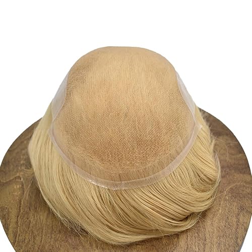Miniatura 4 de Toupee - Pieza de cabello humano real para hombre, sistema de reemplazo de encaje suizo suave para hombre, pieza de pelo tipo tupé, protesis capilar