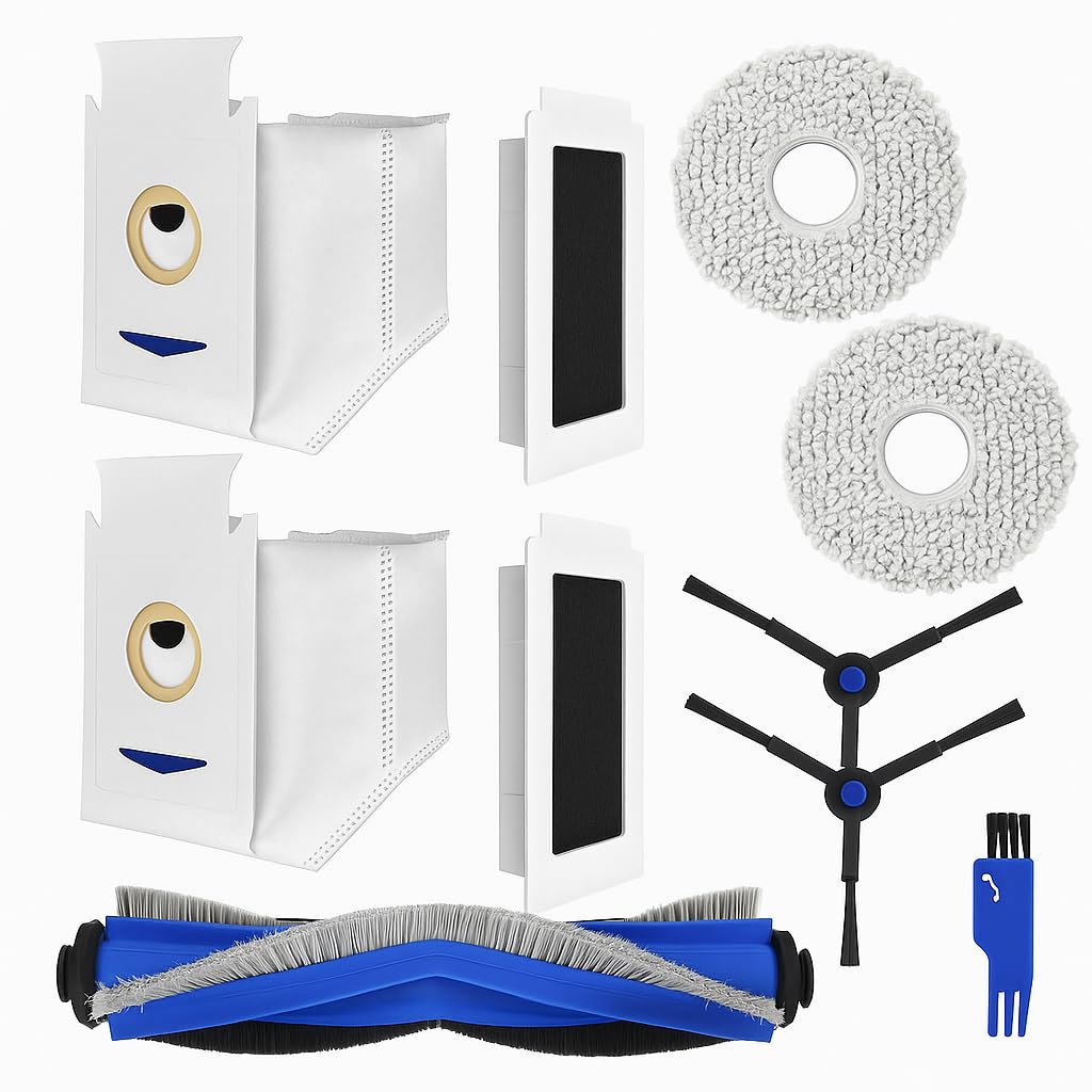 10-Piece Replacement Kit for Ecovacs T30 Omni / T30 PRO Omni – Includes Main Brush, Side Brushes, Mop Cloths, Filters, Dust Bags & Cleaning Tool-image-45