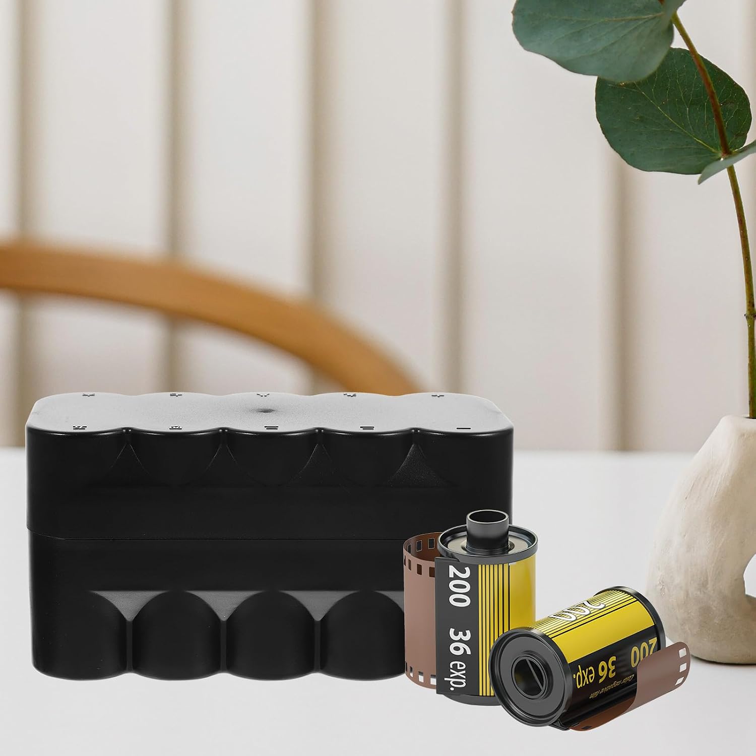 Black 10-roll Film Storage Box Carrier for Camera Reel Canisters, Hard Plastic Film Holder Case for Photography Supplies