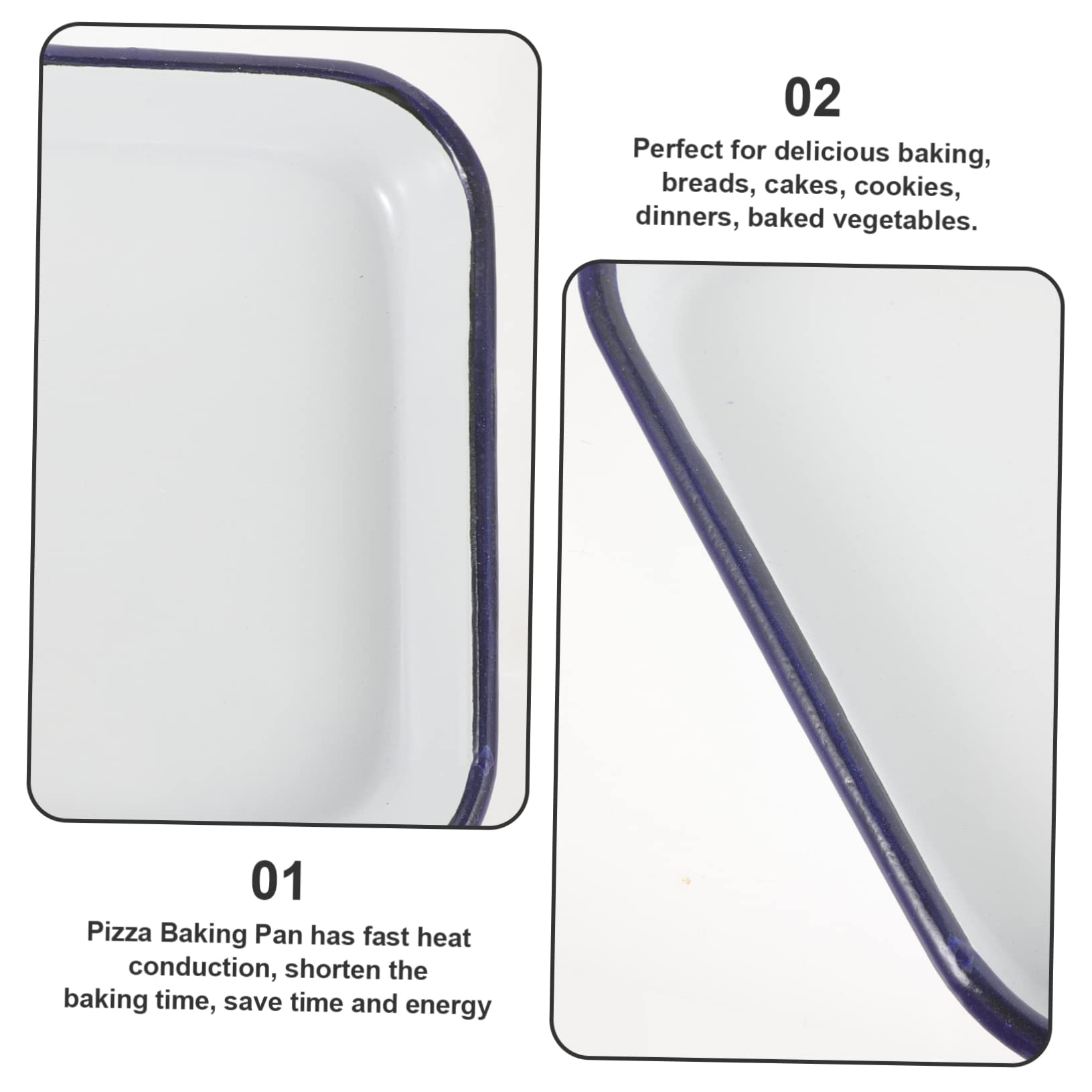 Bandeja Resistente al Desgaste para Hornear Rectangular de Esmalte y Ligera para Verduras al Horno y Uso en Refrigerador