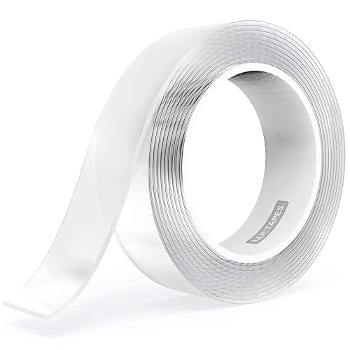 LLPT Cinta nano de doble cara de 1 pulgada x 33 pies, cinta de montaje fuerte, cinta de gel resistente, transparente, sin rastros, lavable, sin