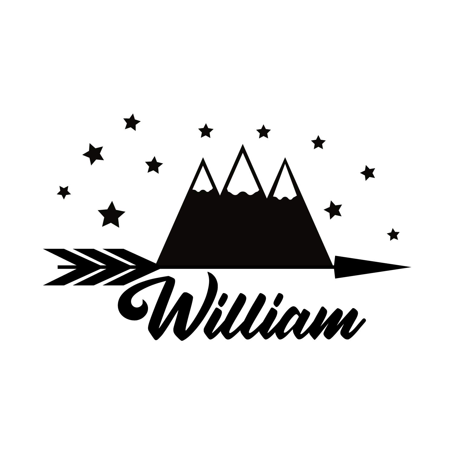 Boy name wall decal, kids room decor, mountain wall decal