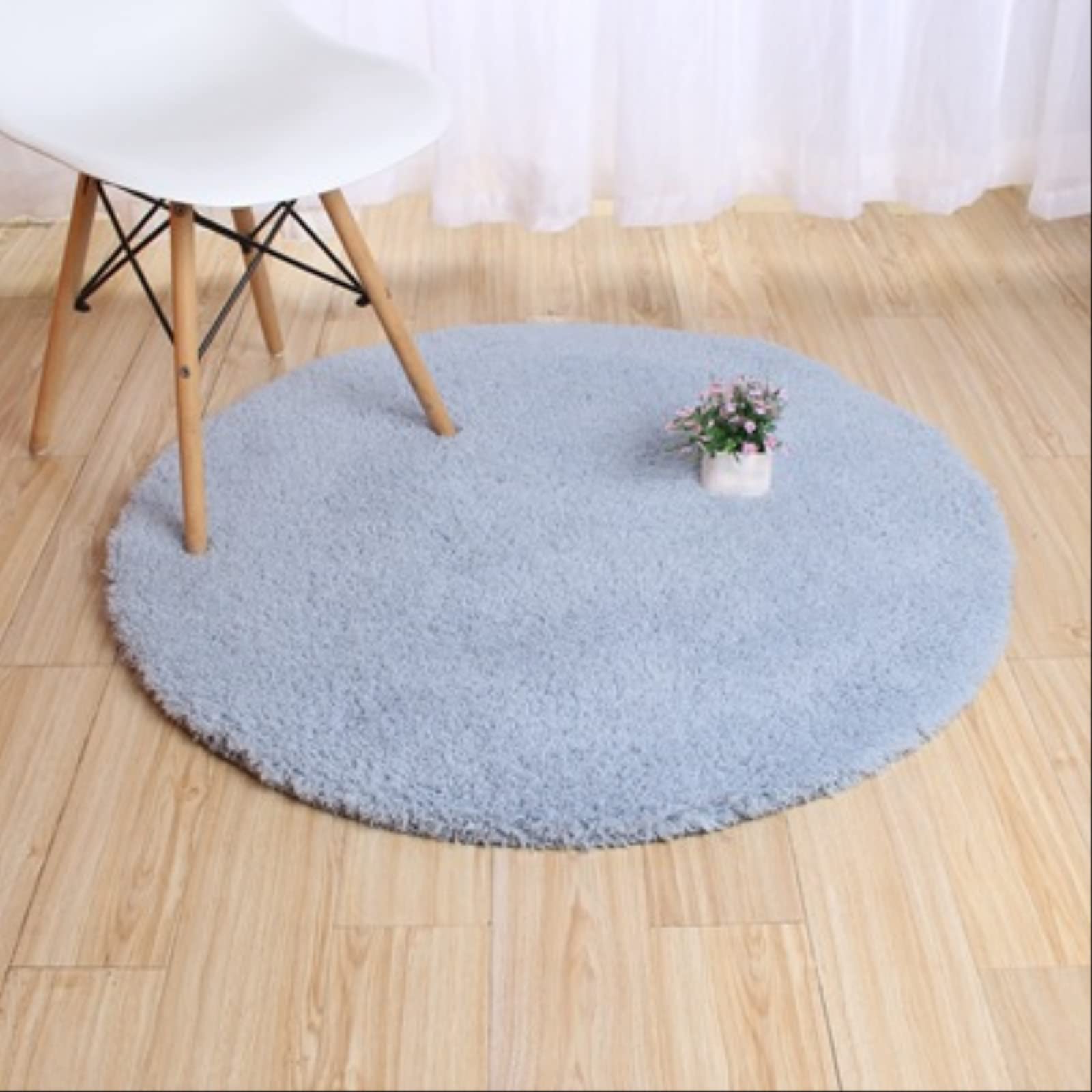 Round Berber Fleece Bath Mat for Living Room and Bedroom Soft and Comfortable Carpet 60cm Diameter Silver Gray Color