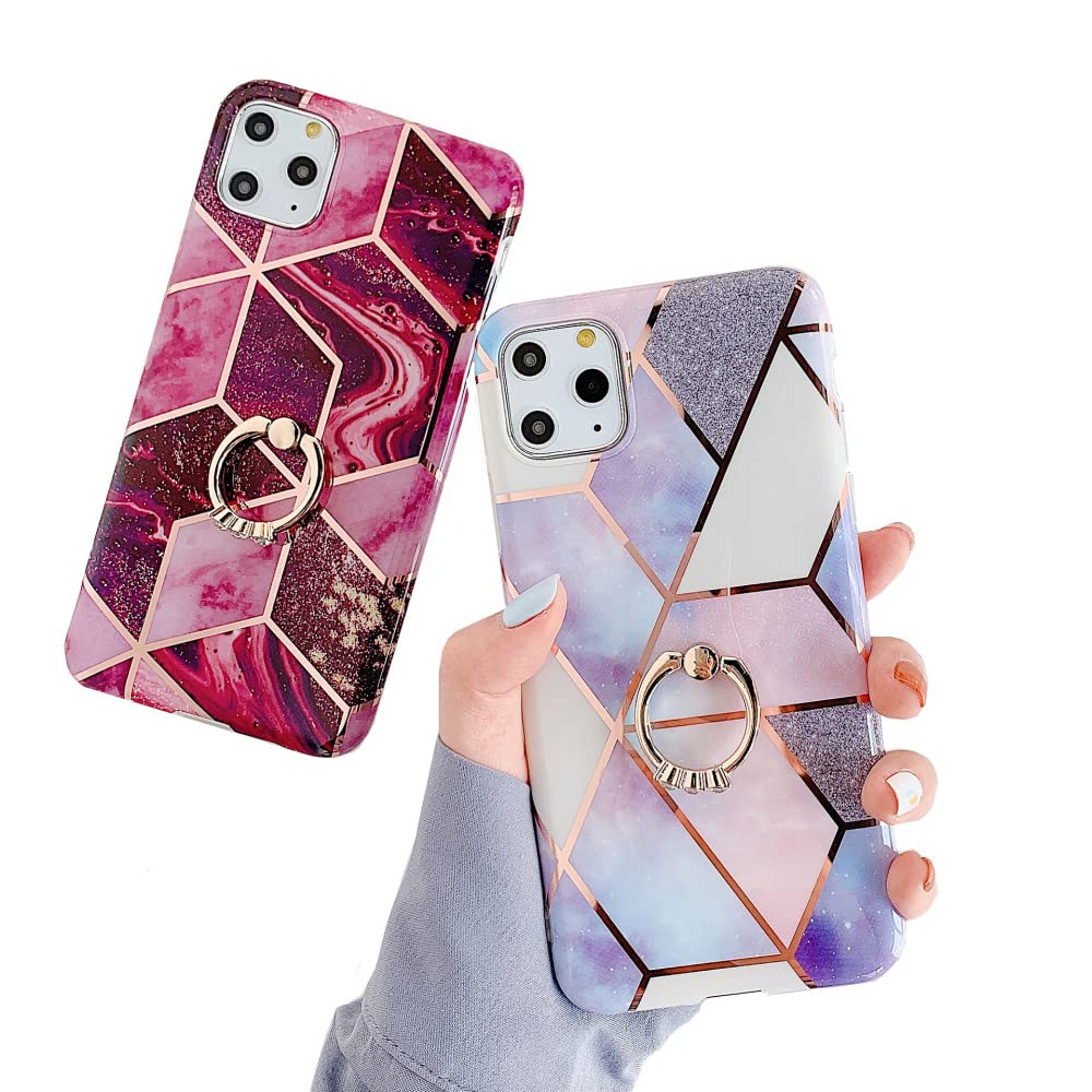 Yeehi Marble Case Compatible With Iphone 12 12 Pro Glitter Ring Holder Kickstand For Girls Women Slim Thin Stylish Cute Design Soft Tpu Protective Cover Buy Online At Best Price In Uae