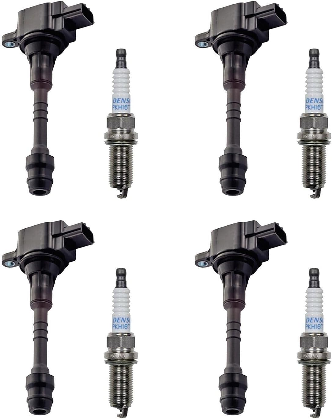 Set of 4 AD Auto Parts Ignition Coils + 4 Platinum TT Spark Plugs PKH16TT For Nissan Almera, Sentra