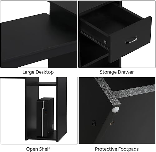 Miniatura 5 de Topeakmart Escritorio moderno para computadora, escritorio de computadora de oficina en casa de 47 pulgadas, estación de trabajo de escritorio de