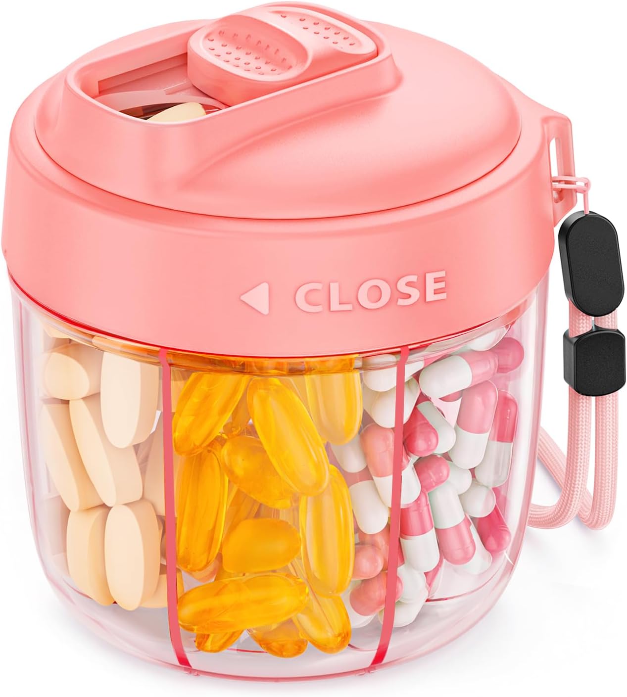 AUVON Portable Pill Dispenser to Store 7 Various Supplements, Travel Pill Organizer Bottle with Anti-Mix Design, Arthritis-Friendly Pill Container with Wide Opening & Slider Lid, 20 Blank Stickers AUVON Portable Pill Dispenser to Store 7 Various Supplements, Travel Pill Organizer Bottle with Anti-Mix Design, Arthritis-Friendly Pill Container with Wide Opening & Slider Lid, 20 Blank Stickers