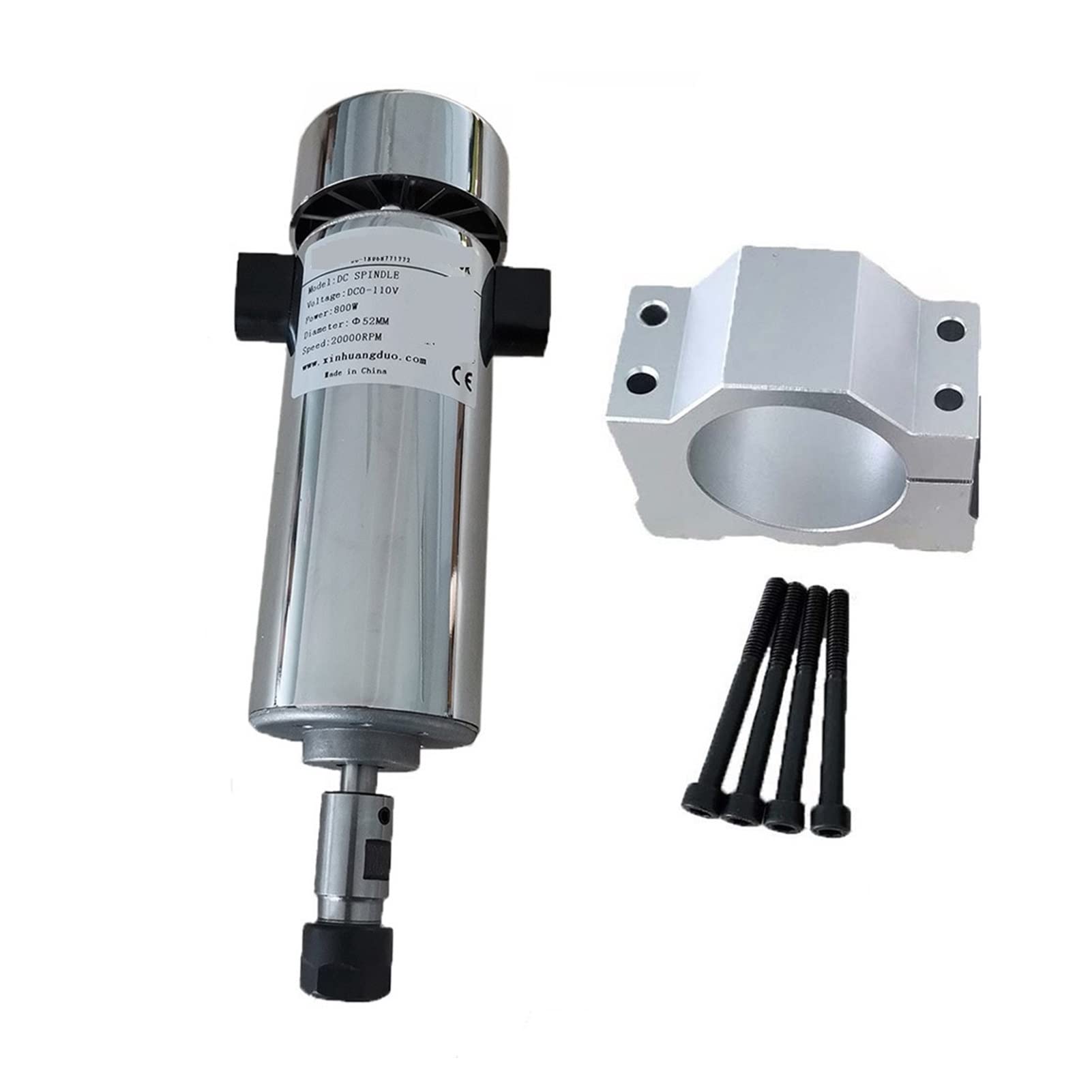 Silnik Wrzeciona, Wrzeciono o chłodzonym powietrzu 800 W ER11 ER16 CNC Silnik wrzeciona + 5 2 mm Zaciski 0. 8kW DC 0-110V 20000 rpm COLLET Chuck do grawerowania(ER11)