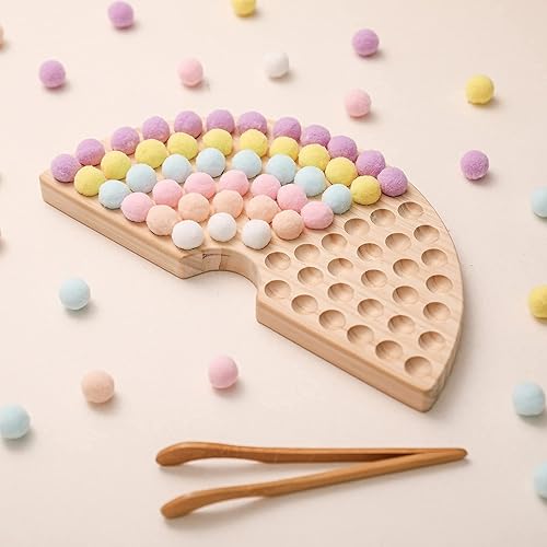 Miniatura 2 de ibwaae Juego de cuentas de madera para clasificación de colores, juego de conteo a juego, conteo de cuentas, habilidades motoras finas, juguetes