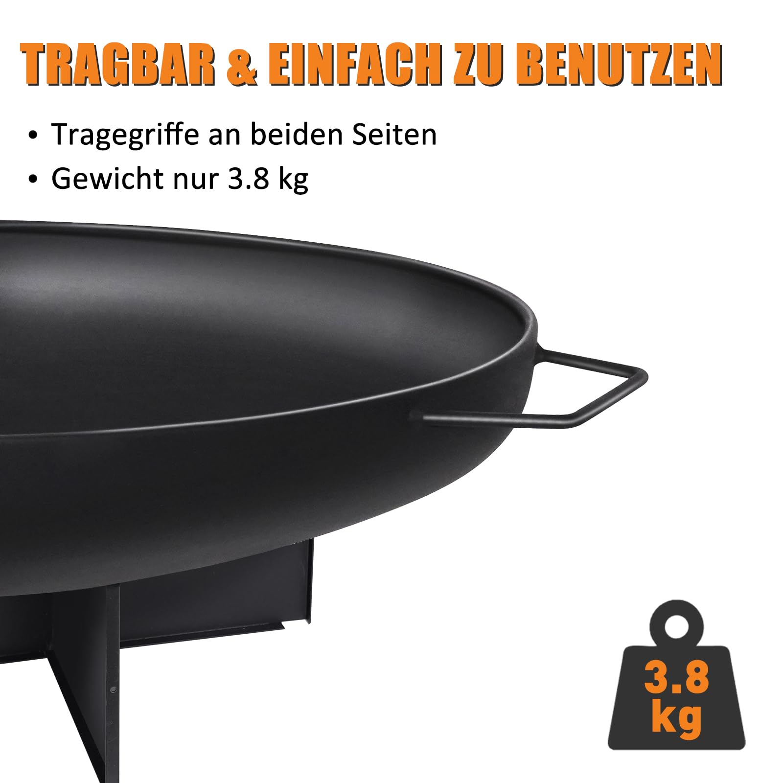 HYCHIKA Feuerschale 60cm Durchmesser,Feuerstelle Feuerkorb Feuertonne Feuerschalen Feuerkörbe für den Outdoor Camping Garten