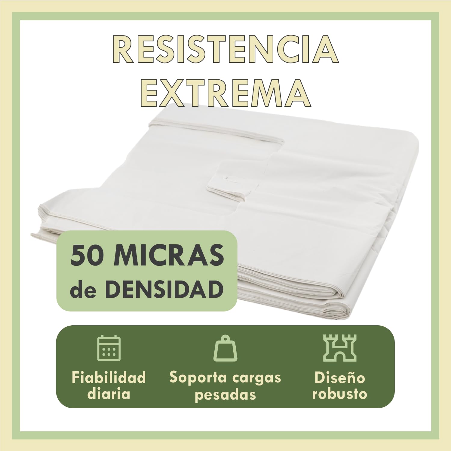 Bolsas de Plástico con Asas Blancas Tipo Camiseta 42x53cm 1KG 70% Recicladas Reutilizables Resistentes