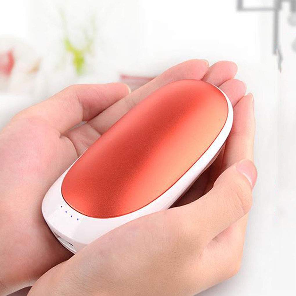 Scaldamani USB, Forno Tascabile Elettrico, Scaldamani Tascabile Ricaricabile su Entrambi i Lati, Riutilizzabile, 5200 mAh, Power Bank Portatile ad Alta capacità, Argento