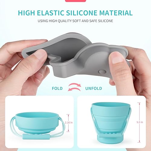 Miniatura 4 de WEYOVGO Juguetes de playa de silicona plegables para la playa, juguetes de playa para niños, cubo de arena y palas con bolsa de malla, moldes de