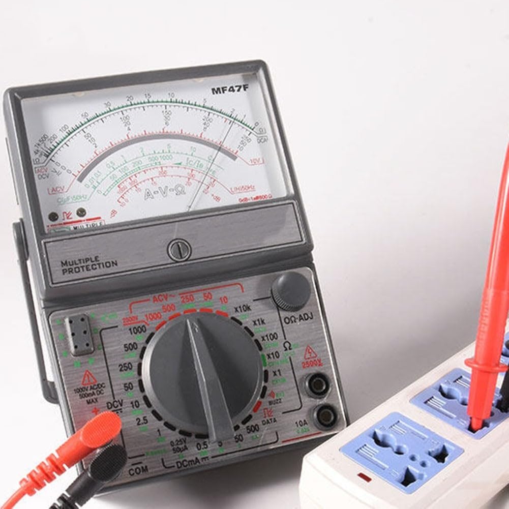 MF47F Multímetro analógico, probador de corriente de voltaje de puntero con medición de inductancia CC/CA, medidor alto de 2500 V 10 A para reparación eléctrica