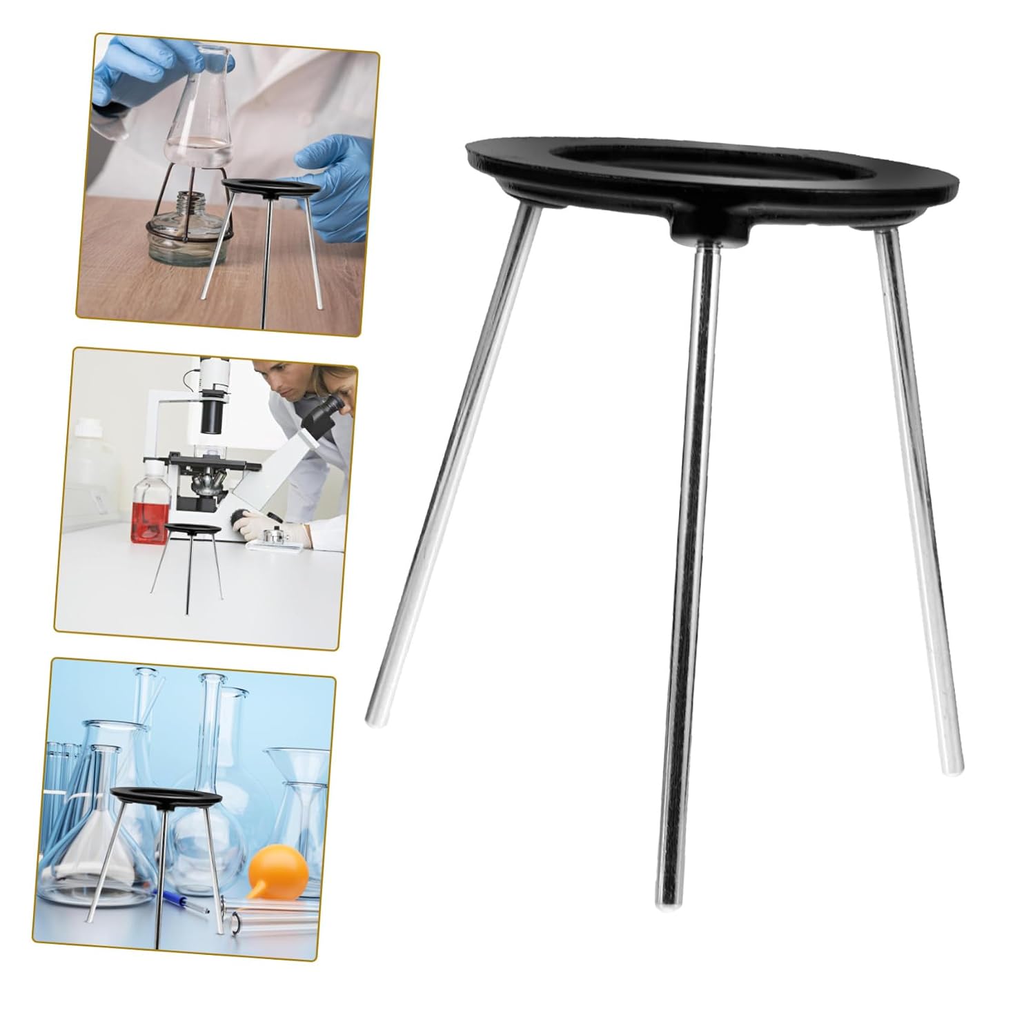 Gatuida Laboratory Tripod Stand Removable Cast Iron Support for Chemistry Experiments Height Heat Resistant for Classroom and Lab Use
