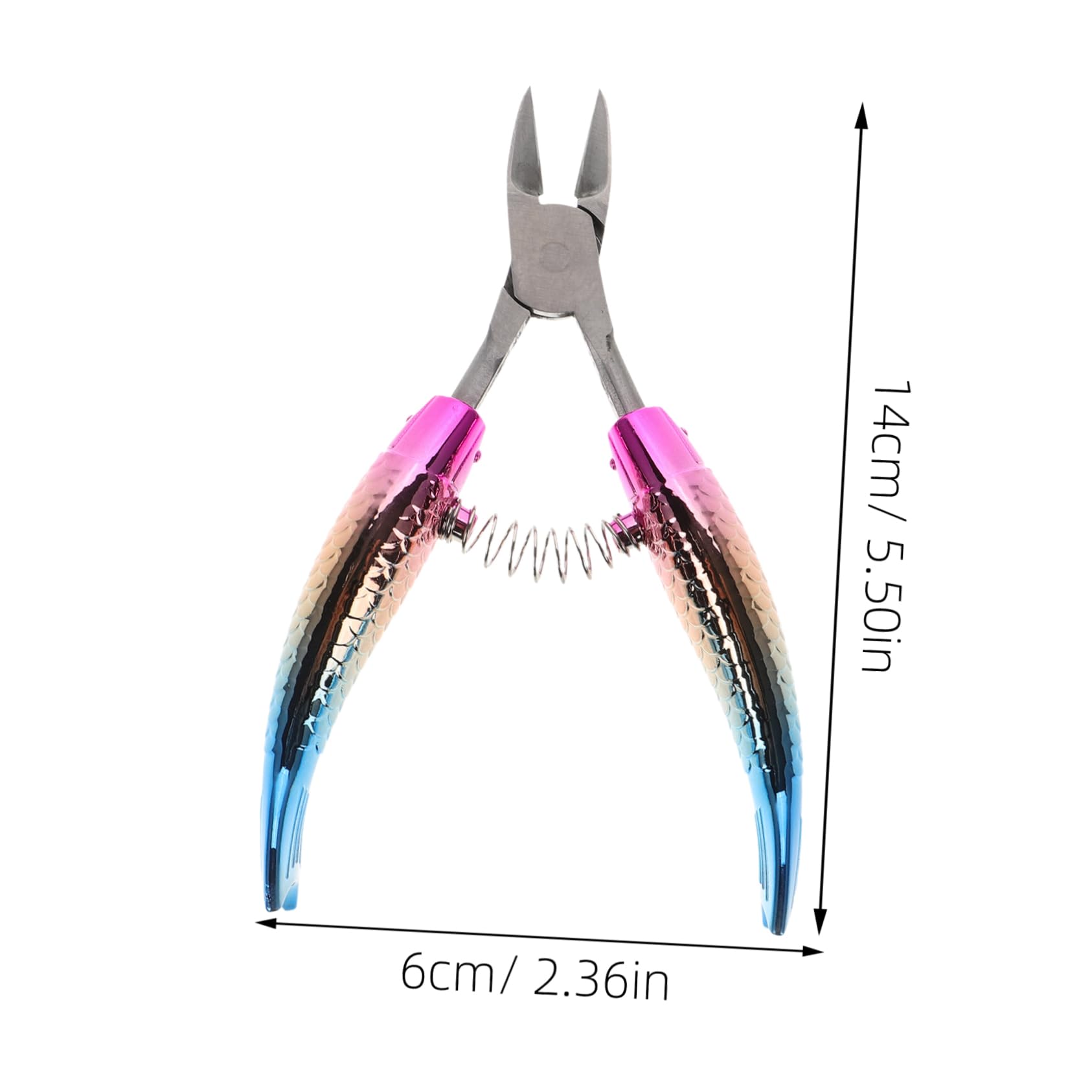 WOFASHPURET Stainless Steel Fish Tail Cuticle Nipper Rainbow Gradient Cuticle Scissors for Nail Care Dead Skin Removal and Manicure Tools for Home and Salon Use