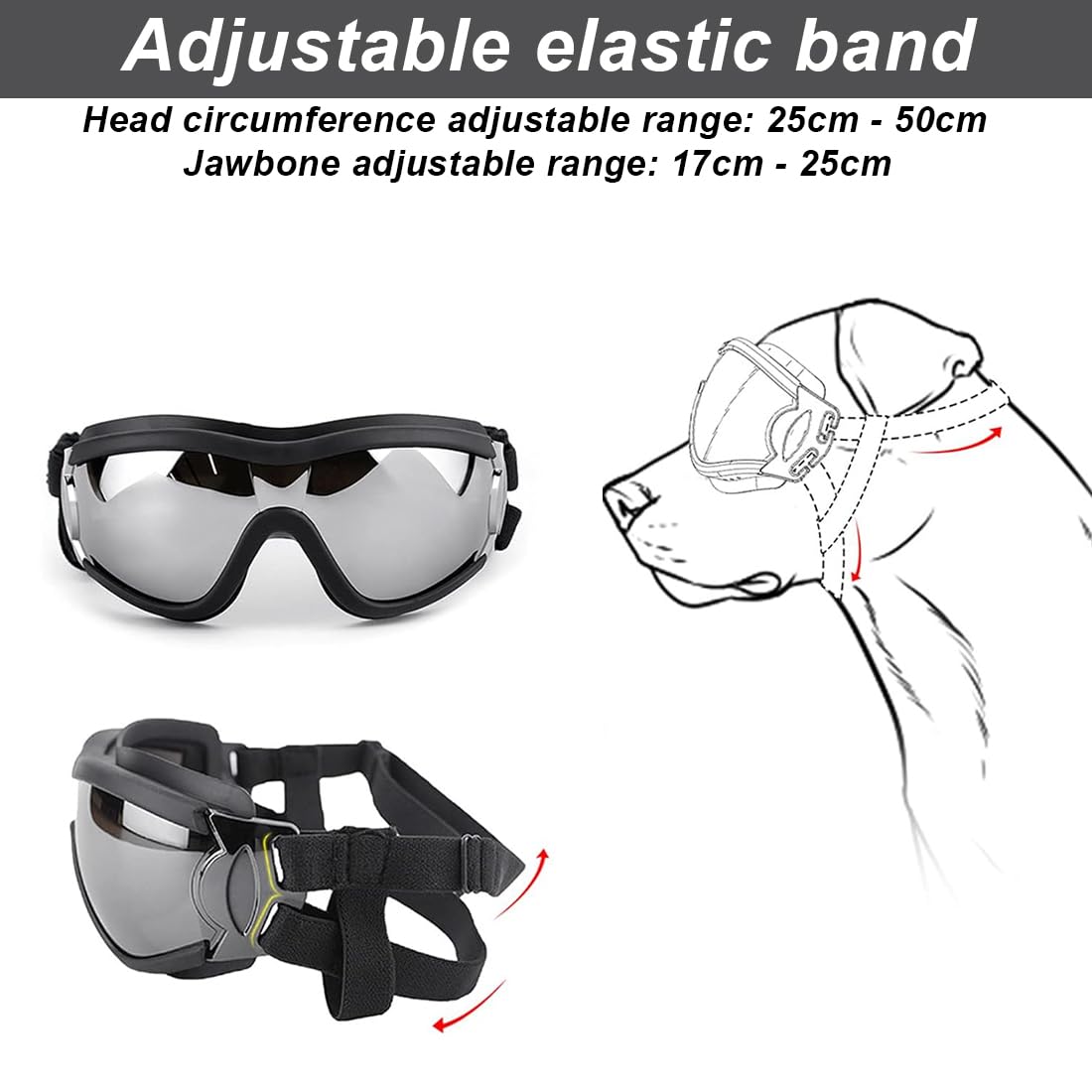 Occhiali da Sole per Cani, Protezione UV, Occhiali Cane, Occhiali Moto cane, Adatti per Cani di Piccola Taglia