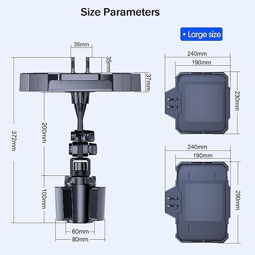 Miniatura 4 de Bandeja para portavasos de automóvil más grande, bandeja de comida expandible de 9 a 11 pulgadas para comer hamburguesas/aperitivos, mesa de café