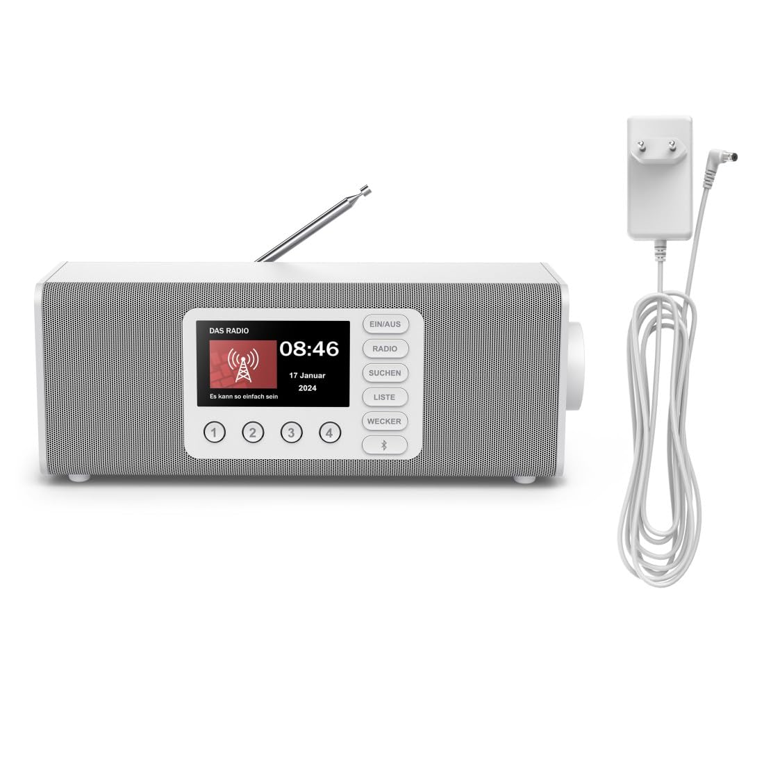 Hama Digitalradio, mit großem Display, DAB+/FM/Bluetooth zum Streamen | Küchenradio weiß, Radiowecker, Stereo-Radio, ideal als Seniorenradio mit einfacher Bedienung, kleines Radio mit gutem Empfang