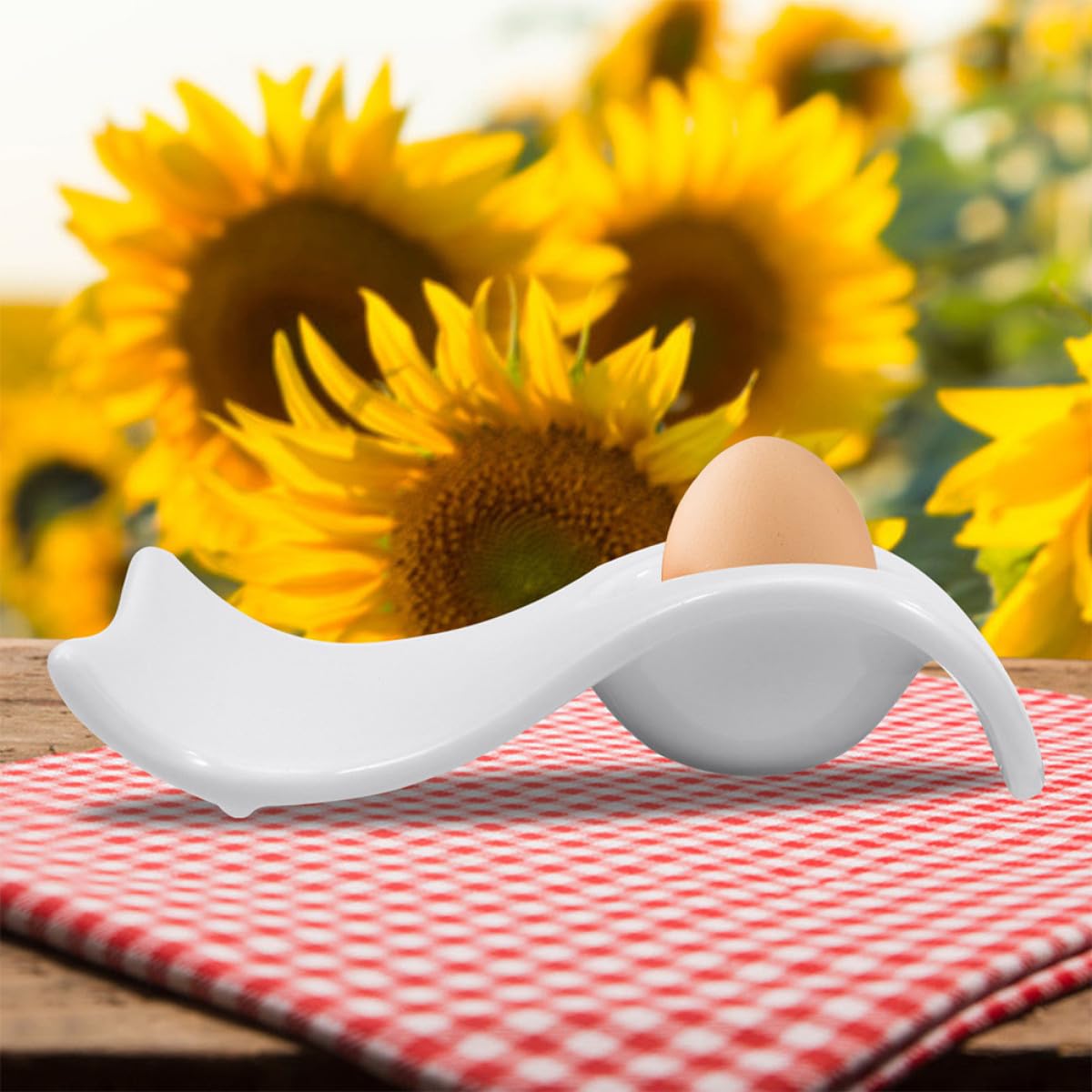 Kichvoe 6 Coquetiers en Céramique Blanche pour Œufs Durs, Porte-œufs Pratiques et Élégants pour Servir Apéritifs, pour Petit-déjeuner Moderne