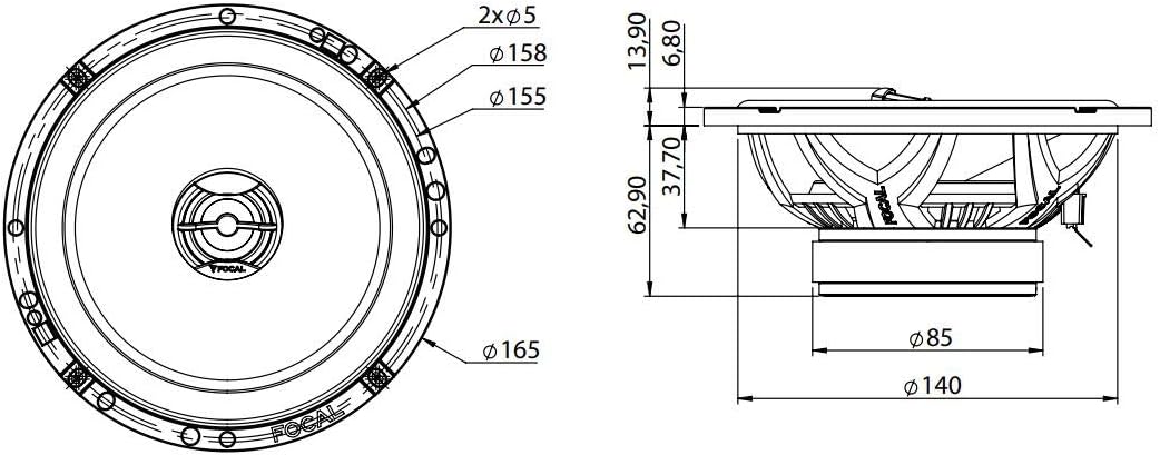 Focal 165AC speaker dimensions diagram