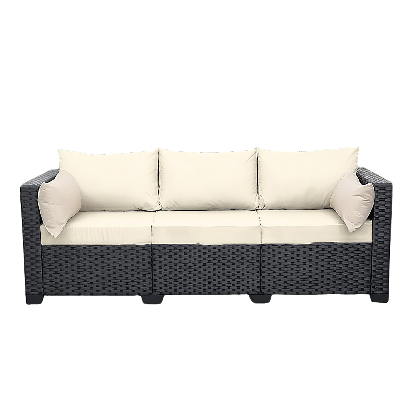 Sxwdeu 1/2/3 PCS Outdoor Patio Sofa Cushion Cover, Rattan Cushion Covers, Stretch Fit Garden Furniture Seat Covers, Soft Couch Slipcovers for Garden (Beige,3PC Length 50-65cm)