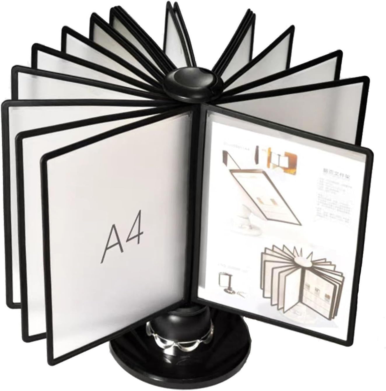 SnamicE Desktop Reference Rack, Rotating Desk Reference Organizer - 20 Double-Sided Panels, File Organizer For Desk For Dining Room Display,