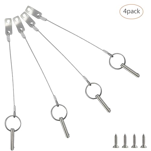 Miniatura 8 de 4 piezas de herrajes de grado marino, pasador superior Bimini, pasador de liberación rápida de 14 pulgadas de diámetro con cierre antipérdida, acero