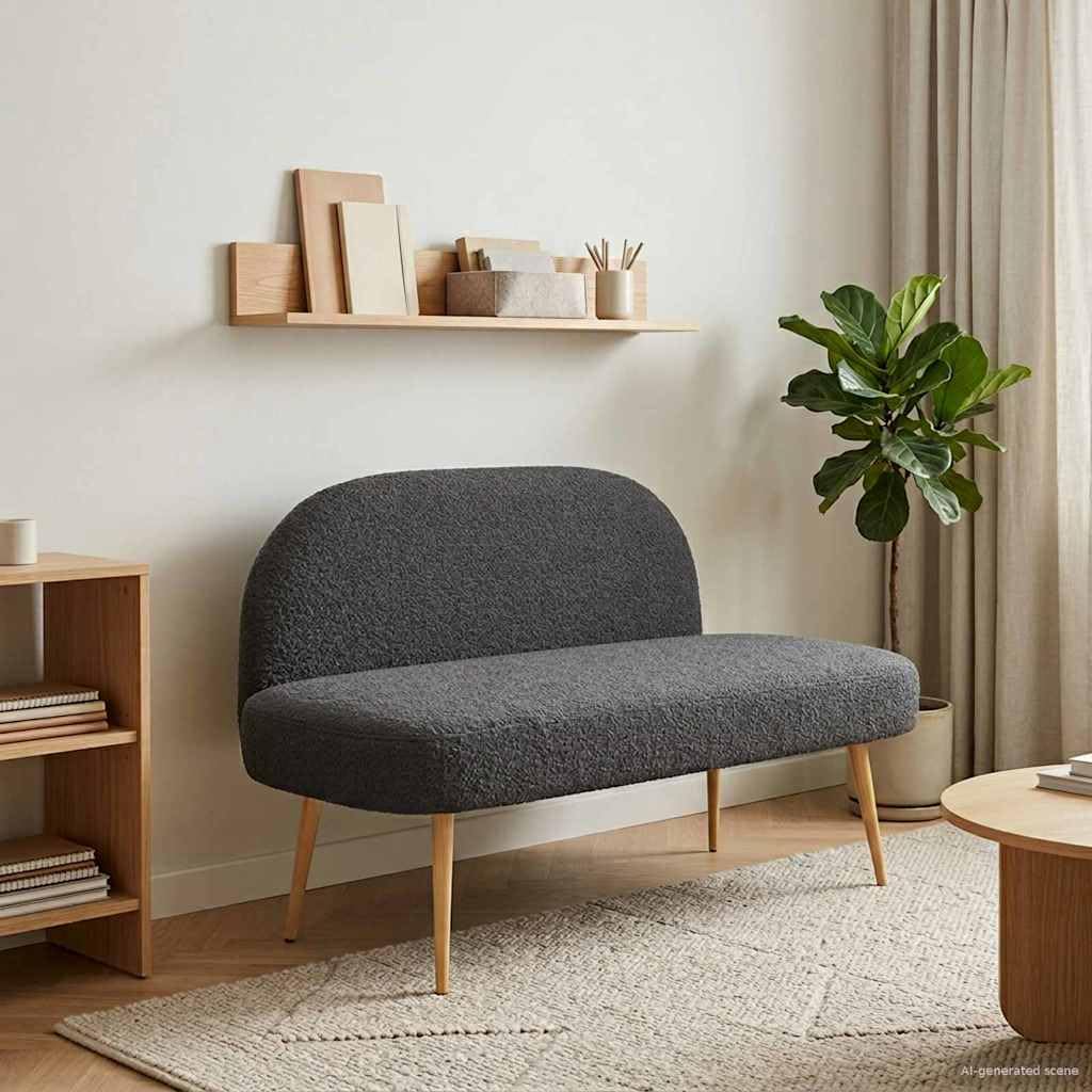 Banco acolchado con respaldo para pasillo y dormitorio gris oscuro 110cm