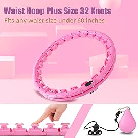OurStarry 34 Knots Weighted Workout Hoop Plus Size, Smart Waist Exercise Ring for Adults Weight Loss (34 Knots Pink)