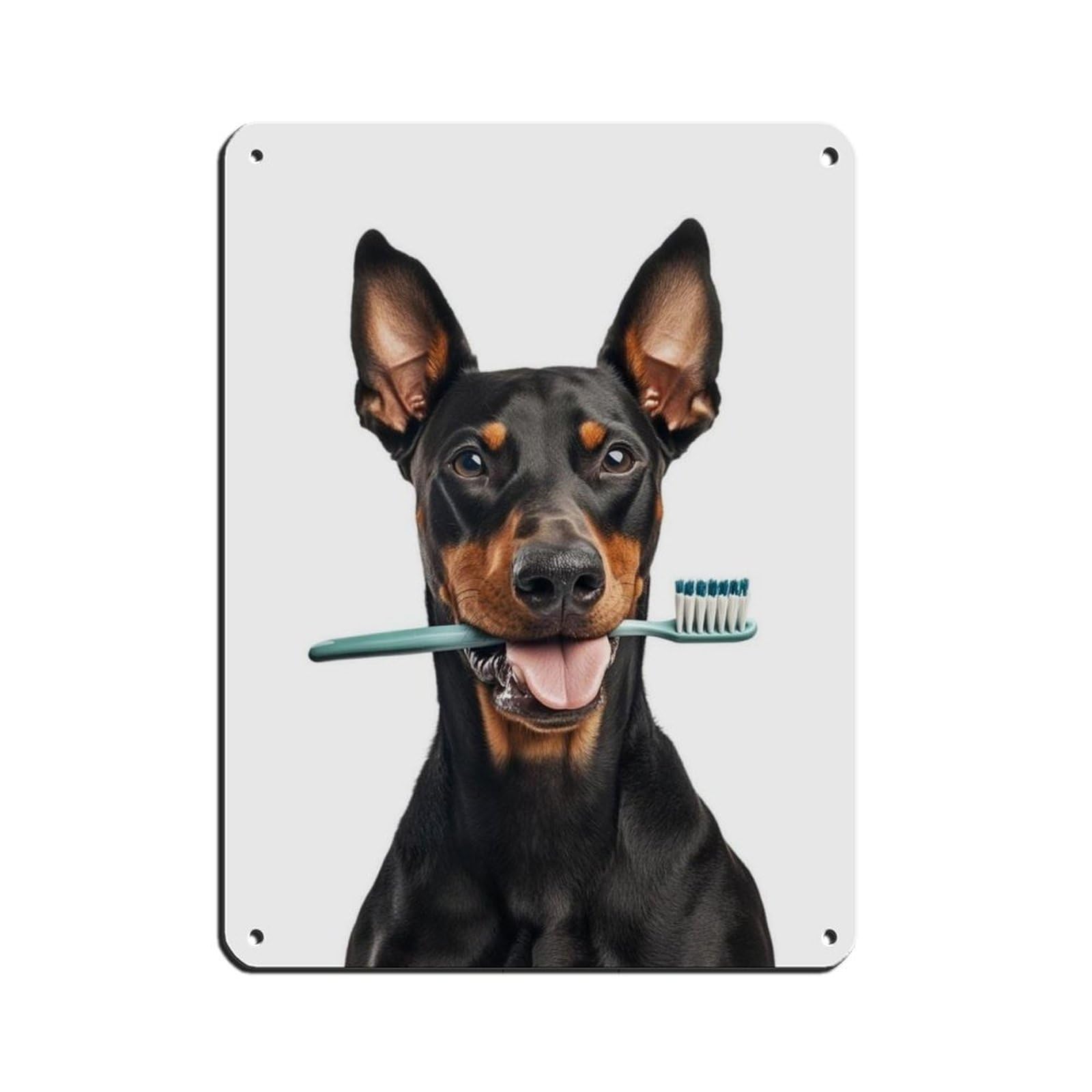 Doberman Pinscher Dog Bathroom Art Retro Poster Metal Tin Sign Chic Art Retro Iron Painting Bar People Cave Cafe Family Garage Poster Wall Decoration 12x16inch(30x40cm)
