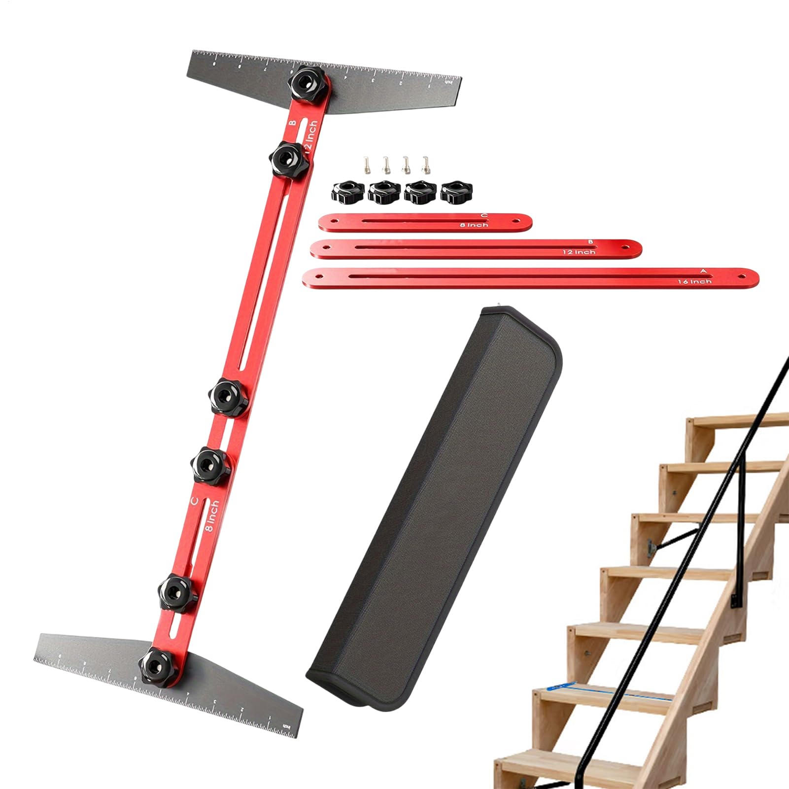 Stair Tread Tool, wielofunkcyjne urządzenie pomiarowe, regulowany aluminium, narzędzie do układania półek, akcesoria pomiarowe podłogi do renowacji domu