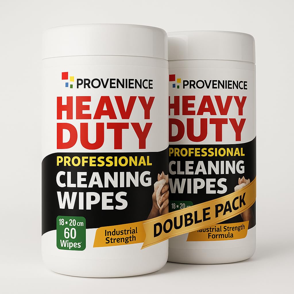 Industrial Heavy Duty Cleaning 120 XL Wet Wipes | Professional Grade | Effective Against to Oil, Grease, Mud, Lubricants, Fuel, Dirt | Gentle on Skins |120 Sheets Double Pack
