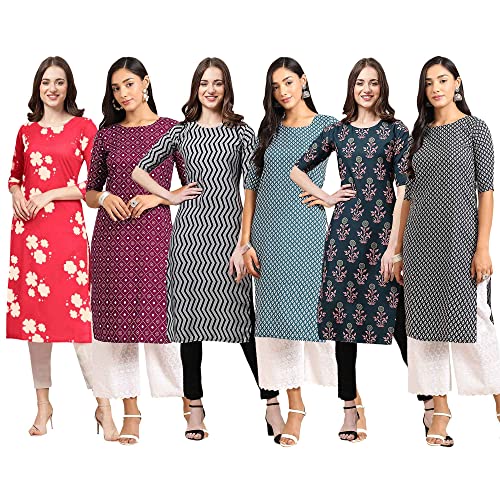 Image of Pinkmint Women's Crepe Digital Print Straight Kurta